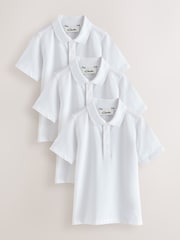 Clarks White Short Sleeve School Polo Shirts 3 Pack - Image 1 of 7
