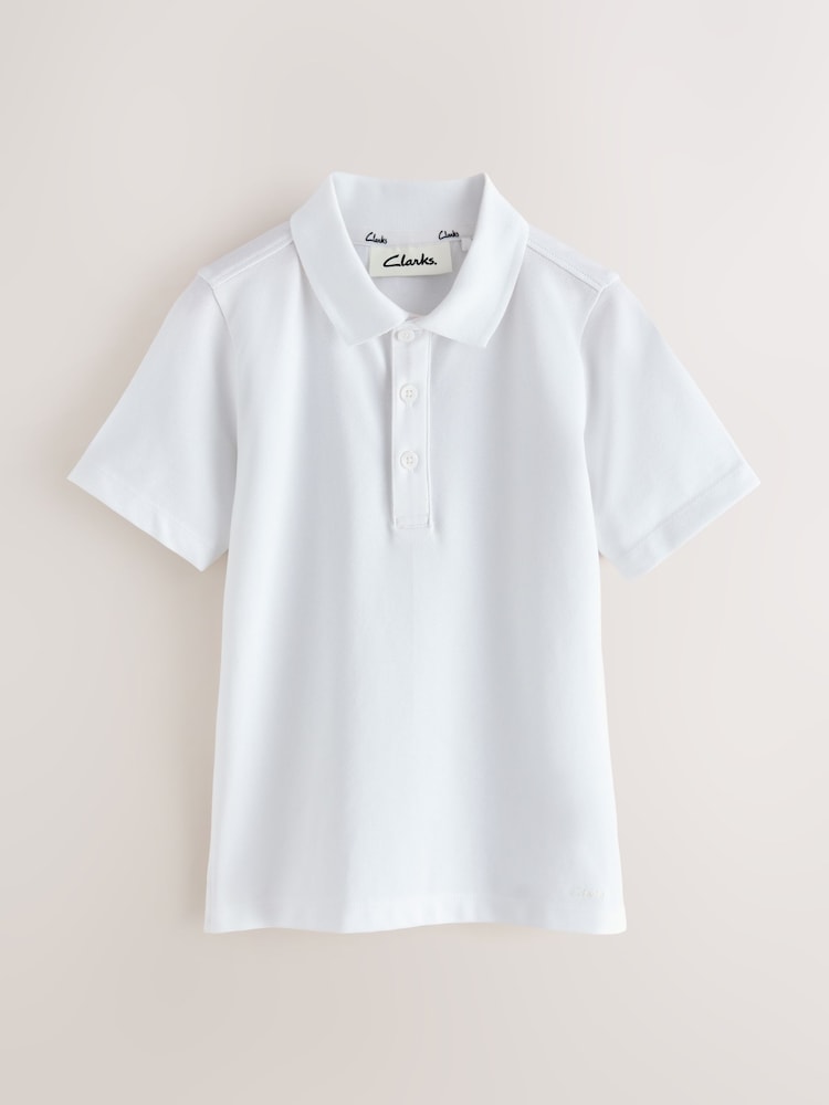 Clarks White Short Sleeve School Polo Shirts 3 Pack - Image 2 of 7