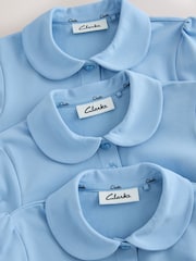Clarks Blue Short Sleeve School Polo Shirts 3 Pack - Image 4 of 7