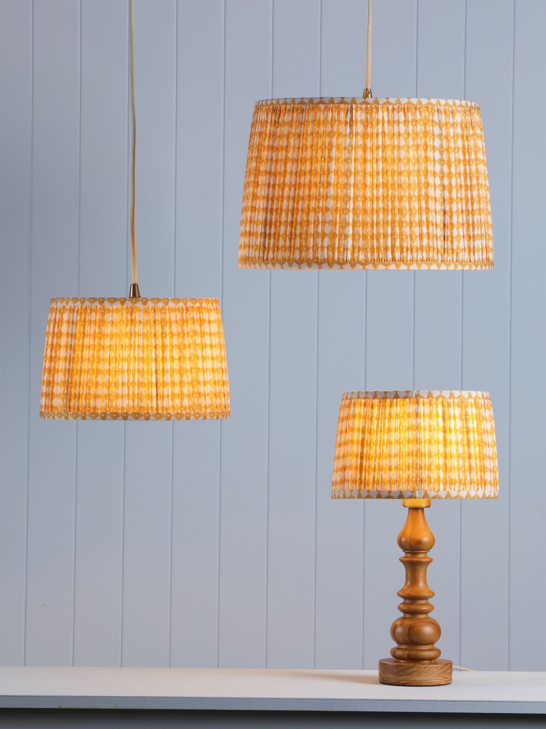 Joules Yellow Folly Pleated Cotton Easyfit Lamp Shade