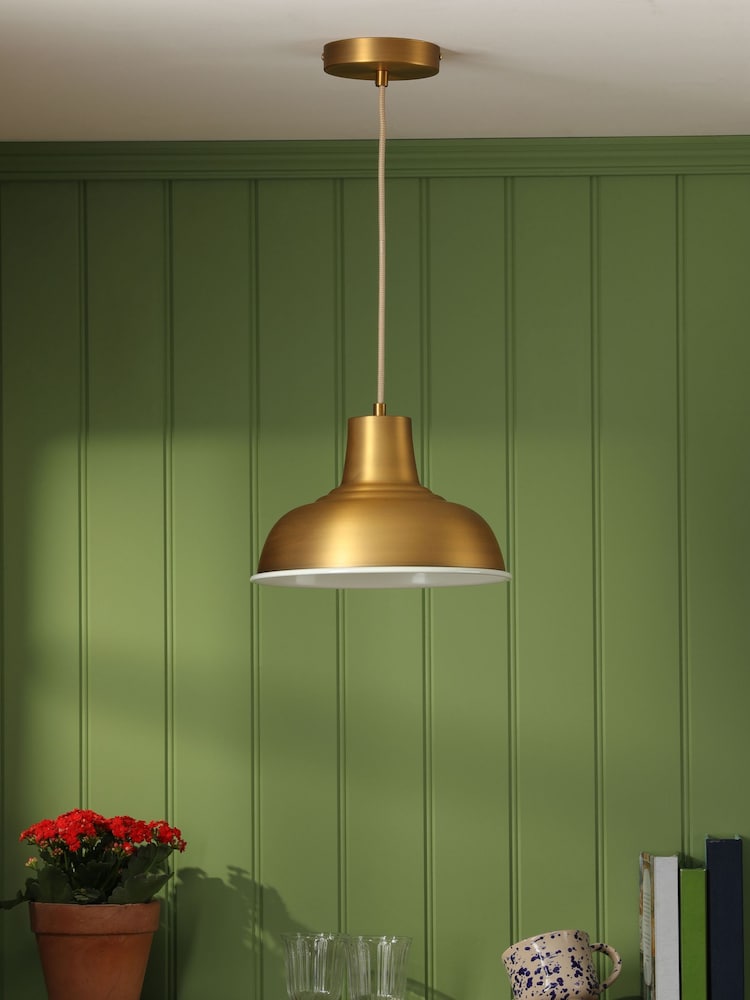 Joules Brass Hatfield Industrial Pendant Ceiling Light - Image 2 of 6