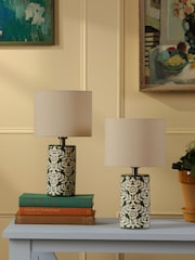Joules Set of 2 Green Highclere Table Lamp - Image 2 of 6