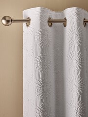 White Floral Textured Blackout/Thermal Eyelet Curtains - Image 1 of 6