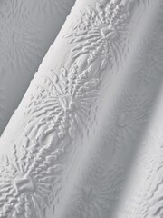 White Floral Textured Blackout/Thermal Eyelet Curtains - Image 6 of 6