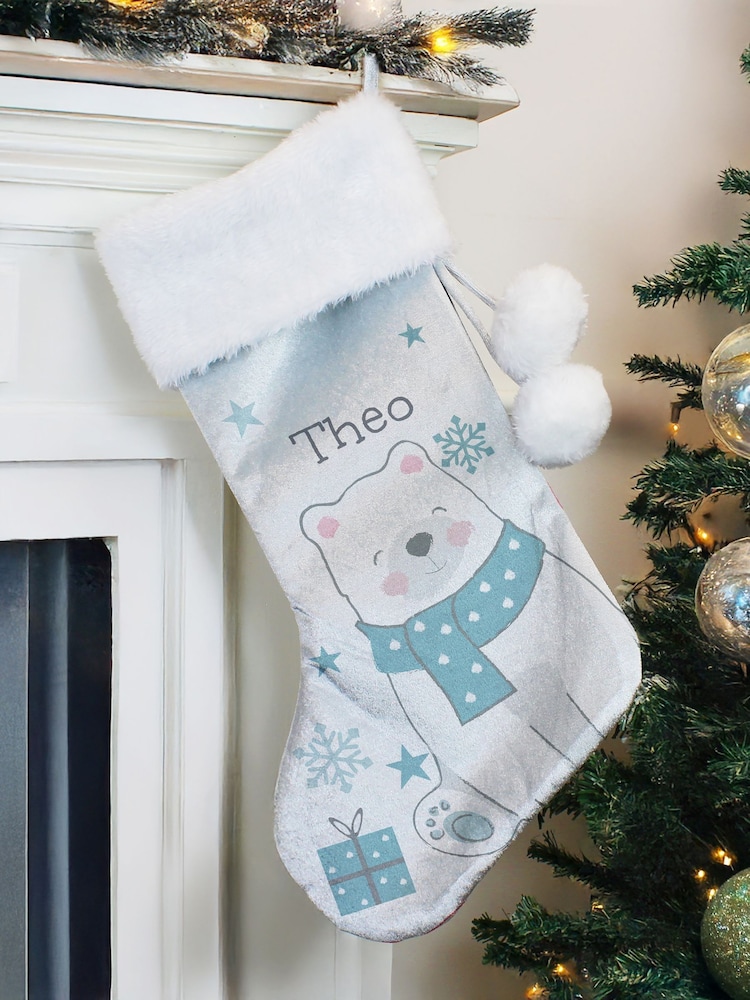 PMC Personalised Polar Bear Christmas Stocking - Image 1 of 3 PMC Personalised Polar Bear Christmas Stocking - Image 1 of 3