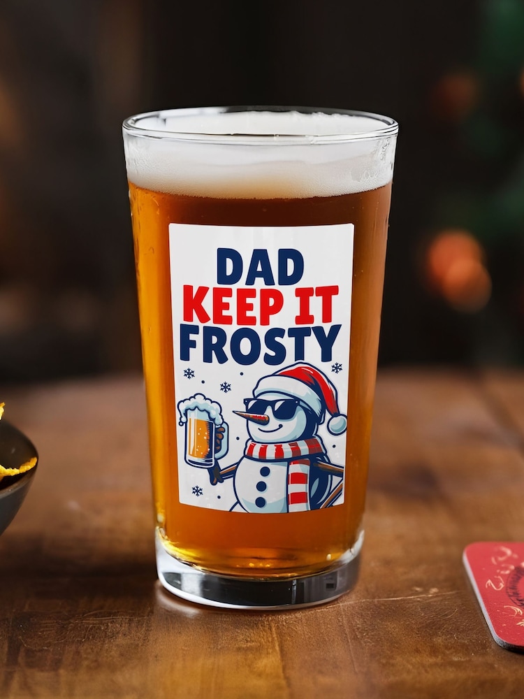 PMC Personalised Snowman Pun Christmas Beer Glass - Image 1 of 3 PMC Personalised Snowman Pun Christmas Beer Glass - Image 1 of 3