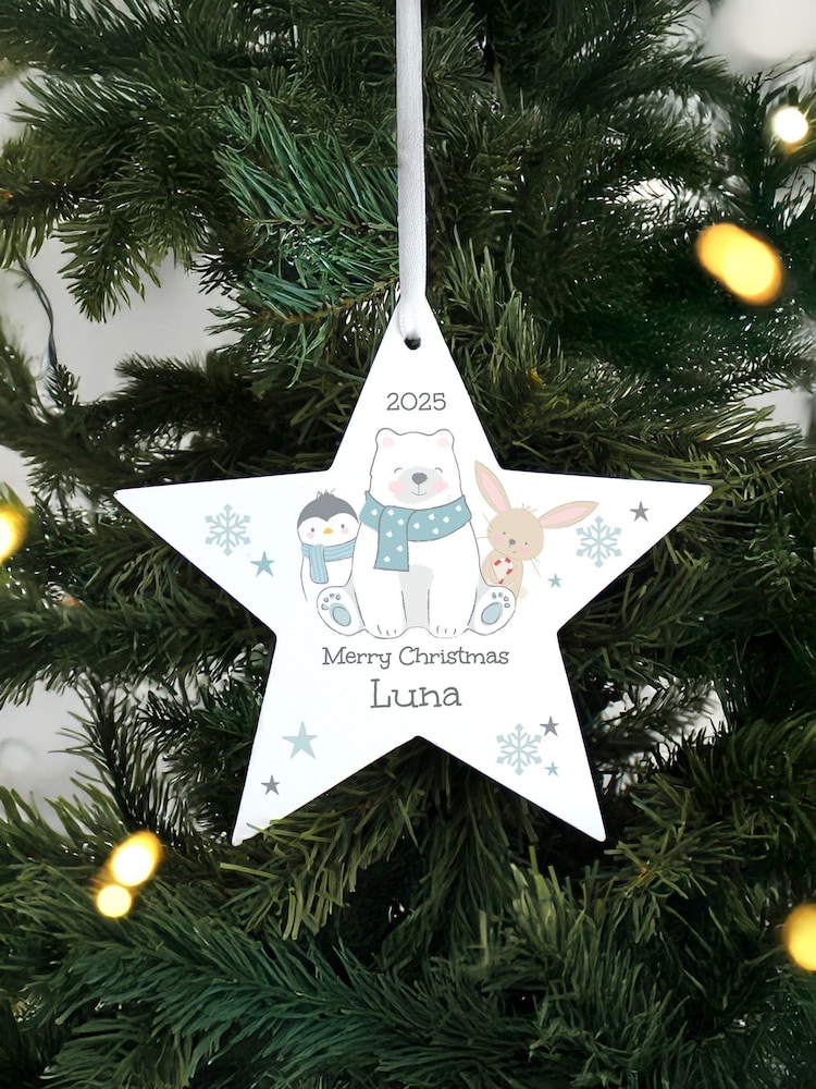 PMC Personalised Polar Bear Christmas Star Ornament - Image 3 of 3 PMC Personalised Polar Bear Christmas Star Ornament - Image 3 of 3