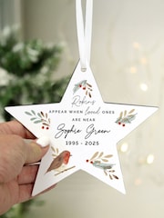 PMC Personalised Robin Memorial Star Ornament - Image 1 of 3