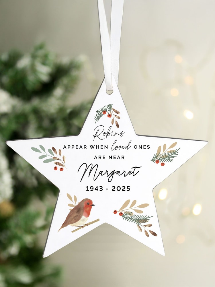 PMC Personalised Robin Memorial Star Ornament - Image 3 of 3 PMC Personalised Robin Memorial Star Ornament - Image 3 of 3