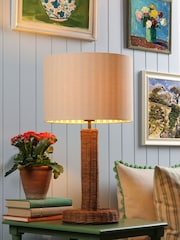 Joules Brown Portree Rattan Table Lamp - Image 1 of 6