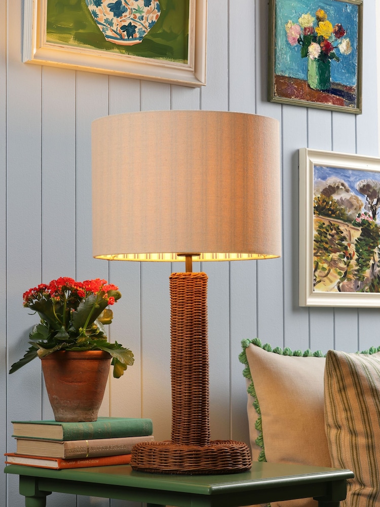Joules Brown Portree Rattan Table Lamp - Image 1 of 6 Joules Brown Portree Rattan Table Lamp - Image 1 of 6