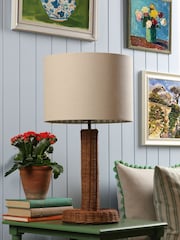 Joules Brown Portree Rattan Table Lamp - Image 2 of 6