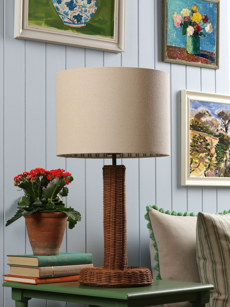 Joules Brown Portree Rattan Table Lamp - Image 2 of 6 Joules Brown Portree Rattan Table Lamp - Image 2 of 6