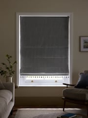 Grey Textured Tassel Edge Ready Made Blackout Roman Blinds - Image 7 of 7