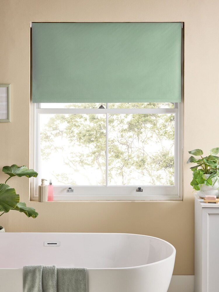 Green Sage Ready Made Printed Texture Moisture Resistant Roller Blinds - Image 2 of 7