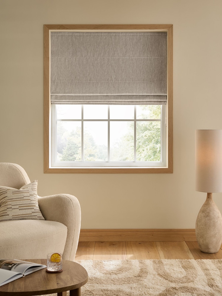 Natural Ready Made Blackout/Thermal Cosy Herringbone Roman Blinds - Image 1 of 7 Natural Ready Made Blackout/Thermal Cosy Herringbone Roman Blinds - Image 1 of 7
