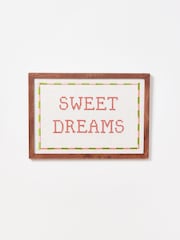 Oliver Bonas Natural Sweet Dreams Embroidered Wall Art - Image 1 of 4