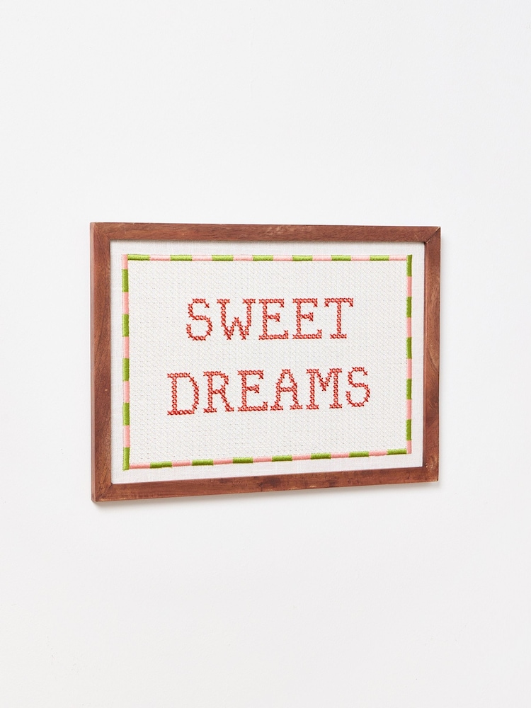 Oliver Bonas Natural Sweet Dreams Embroidered Wall Art - Image 2 of 4