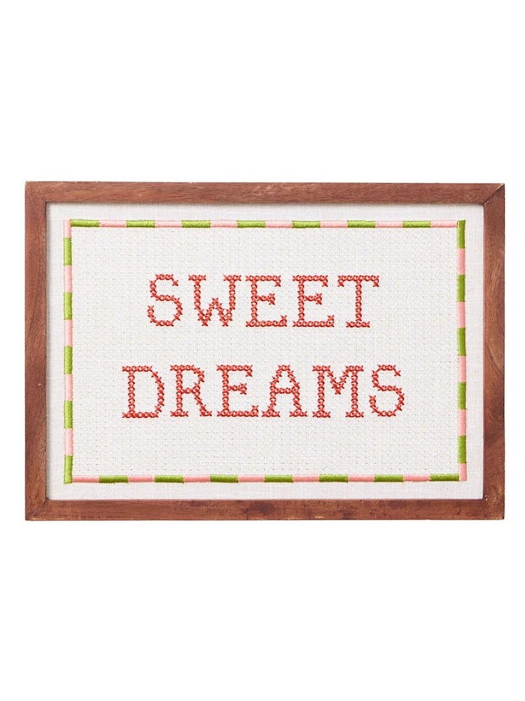 Oliver Bonas Natural Sweet Dreams Embroidered Wall Art - Image 4 of 4