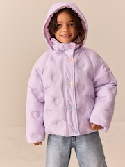 Little Bird Lilac Purple Heart Detail Padded Coat - Image 1 of 12