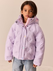 Little Bird Lilac Purple Heart Detail Padded Coat - Image 2 of 12