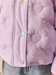 Little Bird Lilac Purple Heart Detail Padded Coat - Image 5 of 12