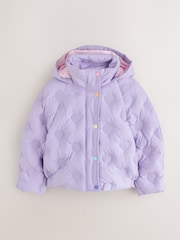 Little Bird Lilac Purple Heart Detail Padded Coat - Image 7 of 12