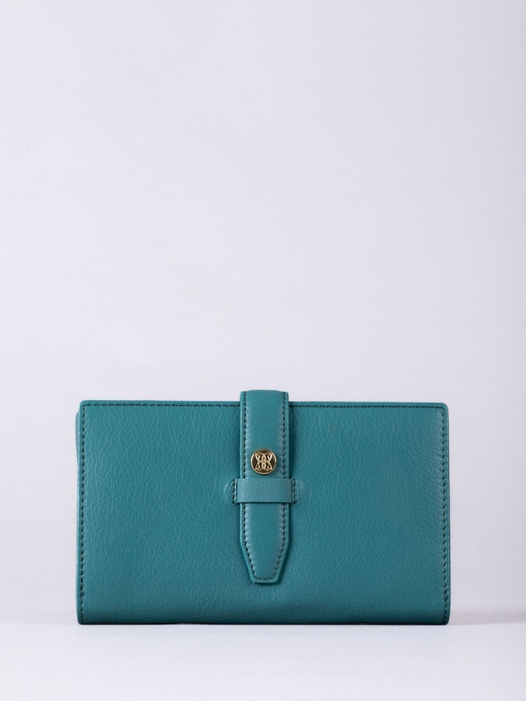 Lakeland Leather Green Icon Stud Large Tab Purse - Image 1 of 5 Lakeland Leather Green Icon Stud Large Tab Purse - Image 1 of 5