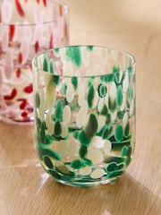Nina Campbell Set of 4 Green/Pink Confetti Tumbler Glasses - Image 3 of 5