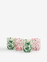 Nina Campbell Set of 4 Green/Pink Confetti Tumbler Glasses - Image 5 of 5