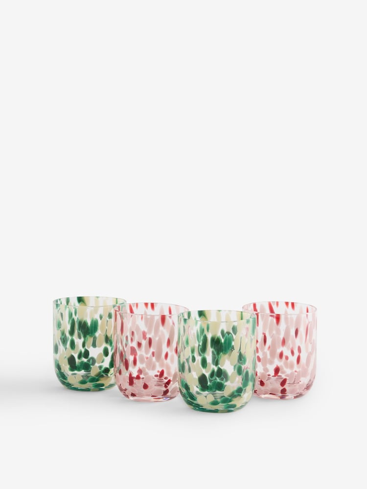 Nina Campbell Set of 4 Green/Pink Confetti Tumbler Glasses - Image 5 of 5 Nina Campbell Set of 4 Green/Pink Confetti Tumbler Glasses - Image 5 of 5