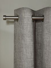 Dark Natural/Grey Textured Slub Blackout/Thermal Eyelet Curtains - Image 1 of 6