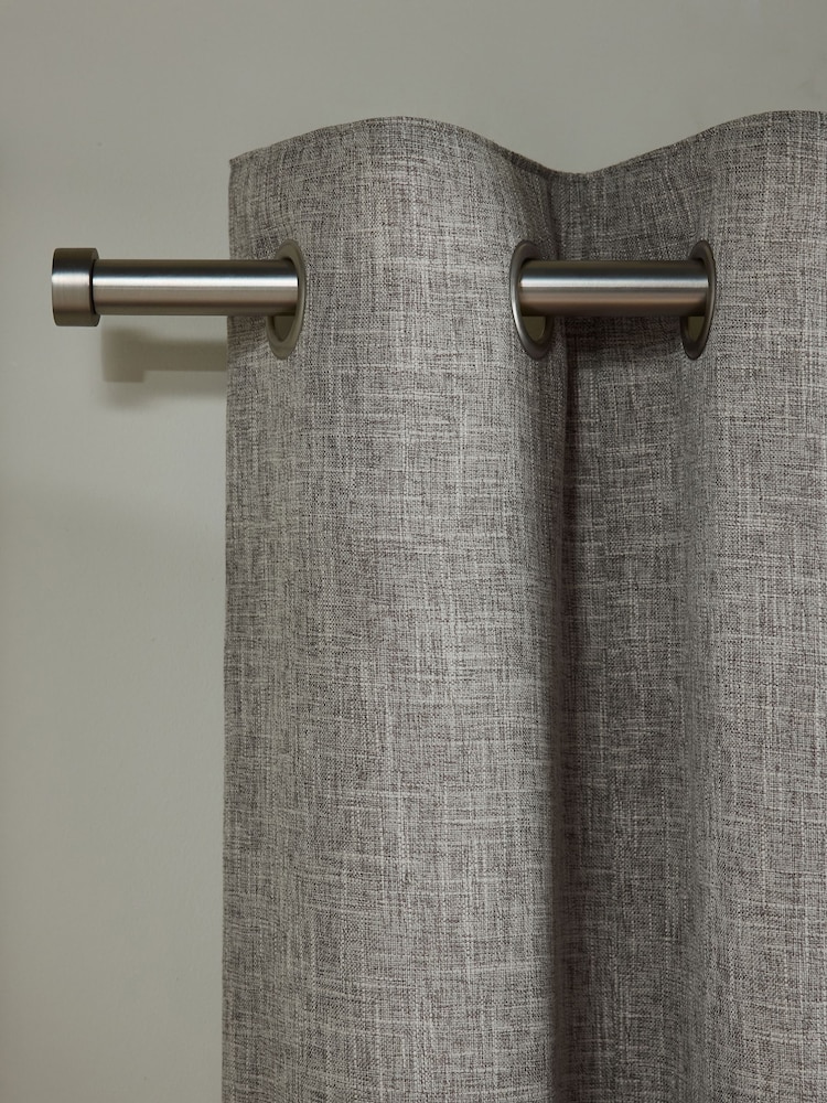 Dark Natural/Grey Textured Slub Blackout/Thermal Eyelet Curtains - Image 1 of 6 Dark Natural/Grey Textured Slub Blackout/Thermal Eyelet Curtains - Image 1 of 6
