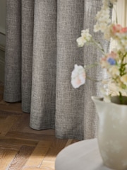Dark Natural/Grey Textured Slub Blackout/Thermal Eyelet Curtains - Image 5 of 6