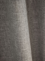 Dark Natural/Grey Textured Slub Blackout/Thermal Eyelet Curtains - Image 7 of 7