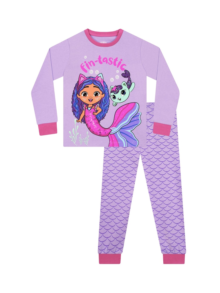 Character Purple Gabbys Doll House Long Mermaid Pyjamas Set - Image 1 of 12 Character Purple Gabbys Doll House Long Mermaid Pyjamas Set - Image 1 of 12