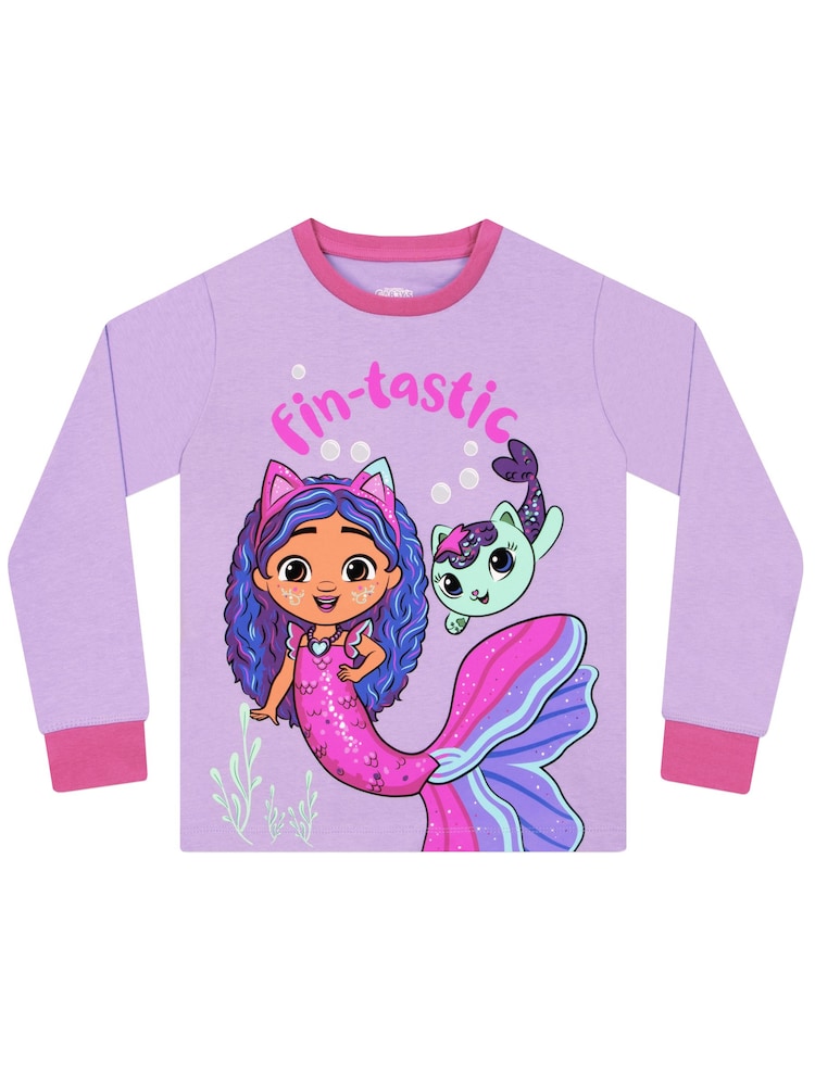 Character Purple Gabbys Doll House Long Mermaid Pyjamas Set - Image 2 of 12 Character Purple Gabbys Doll House Long Mermaid Pyjamas Set - Image 2 of 12