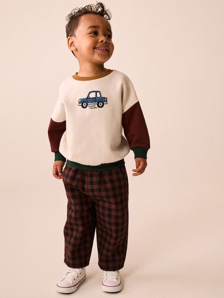 Brown Gingham Pull On Barrel Trousers (3mths-7yrs) - Image 2 of 4 Brown Gingham Pull On Barrel Trousers (3mths-7yrs) - Image 2 of 4