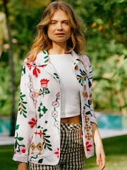 Joules White Embroidered Detail Jacket - Image 1 of 12