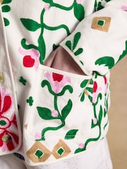 Joules White Embroidered Detail Jacket - Image 10 of 12
