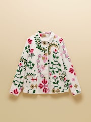 Joules White Embroidered Detail Jacket - Image 12 of 12