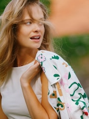 Joules White Embroidered Detail Jacket - Image 2 of 12