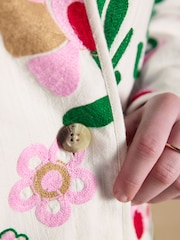 Joules White Embroidered Detail Jacket - Image 8 of 12