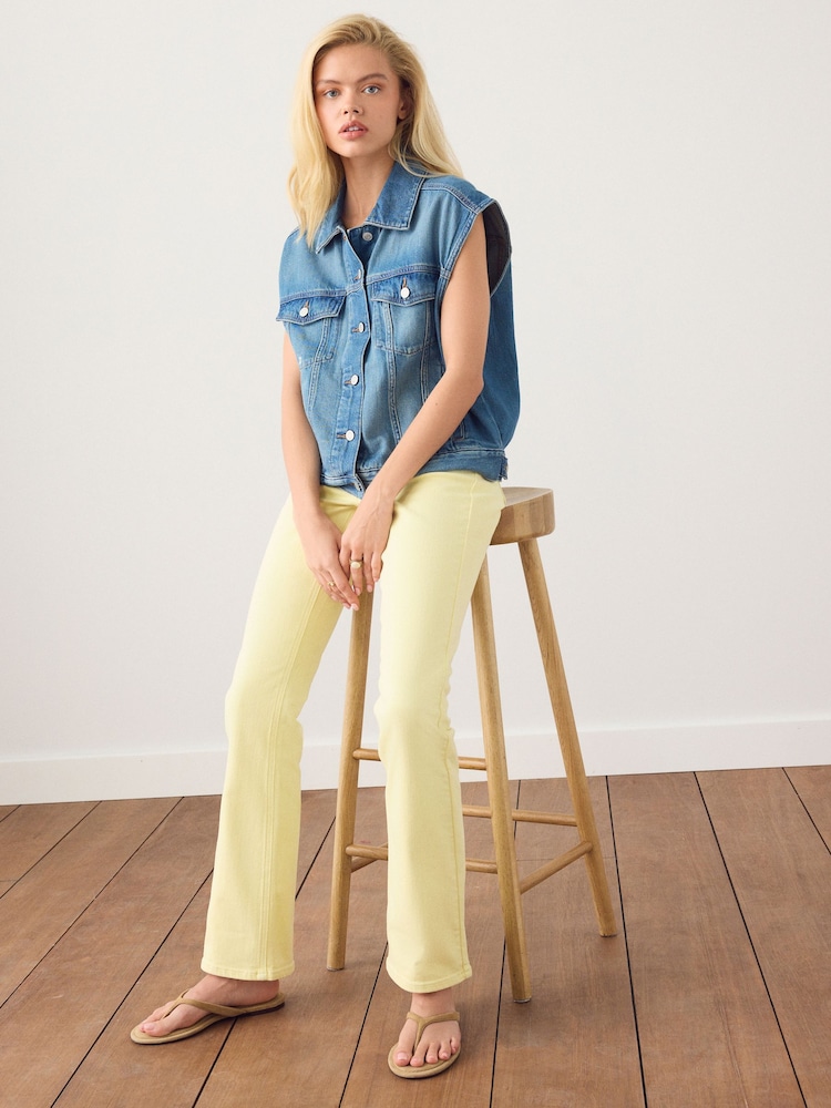 Lemon Yellow Mid Rise Stretch Bootcut Jeans - Image 1 of 9