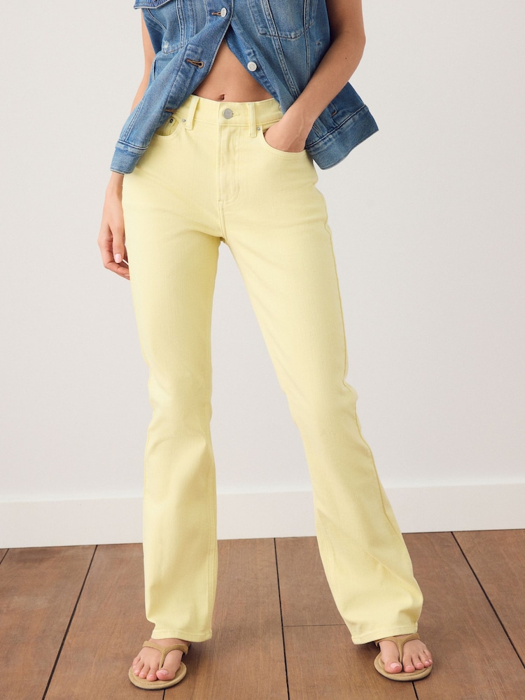 Lemon Yellow Mid Rise Stretch Bootcut Jeans - Image 2 of 9