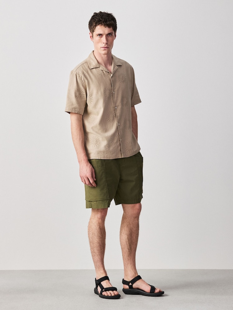 Neutral Sun Textured Embroidered Short Sleeve Shirt - Image 2 of 4