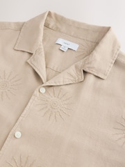 Neutral Sun Textured Embroidered Short Sleeve Shirt - Image 6 of 7