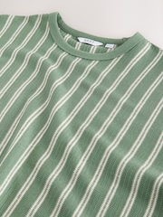 Green / White Textured Stripe Heavyweight Relaxed Fit T-Shirt - Image 7 of 8