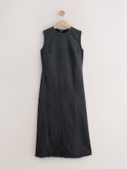 Washed Black Seamed Sleeveless Denim Maxi Dress - Image 1 of 3