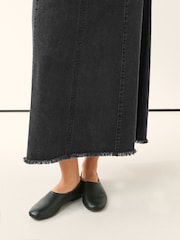 Washed Black Seamed Sleeveless Denim Maxi Dress - Image 4 of 7